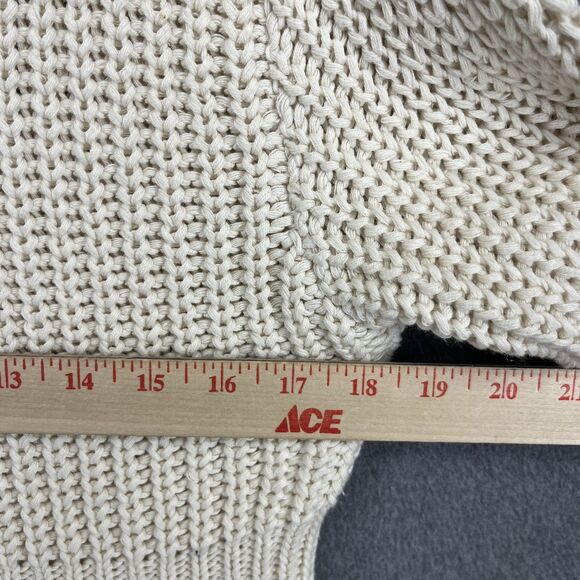 Aerie Sweater Cardigan Womens Medium Cream Zip Front Cowl Neck Cropped Knit - Picture 10 of 16